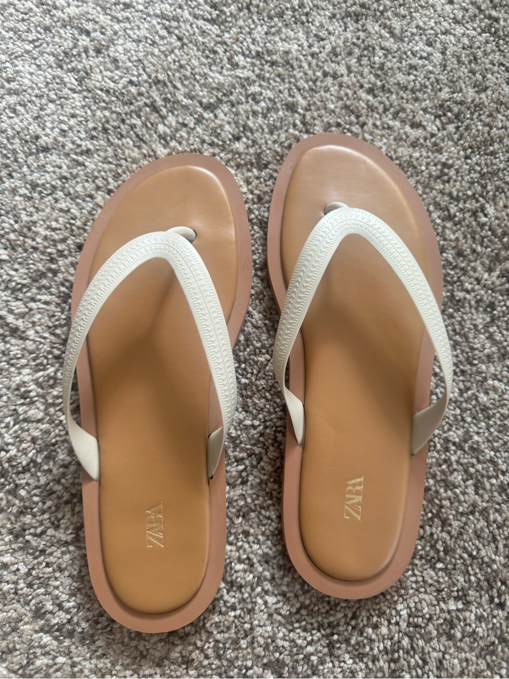 Zara Beige Tan Thong Sandals - Picture 4 of 4